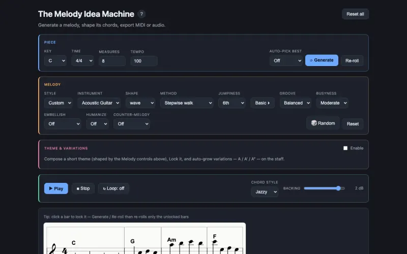 The Melody Idea Machine screenshot